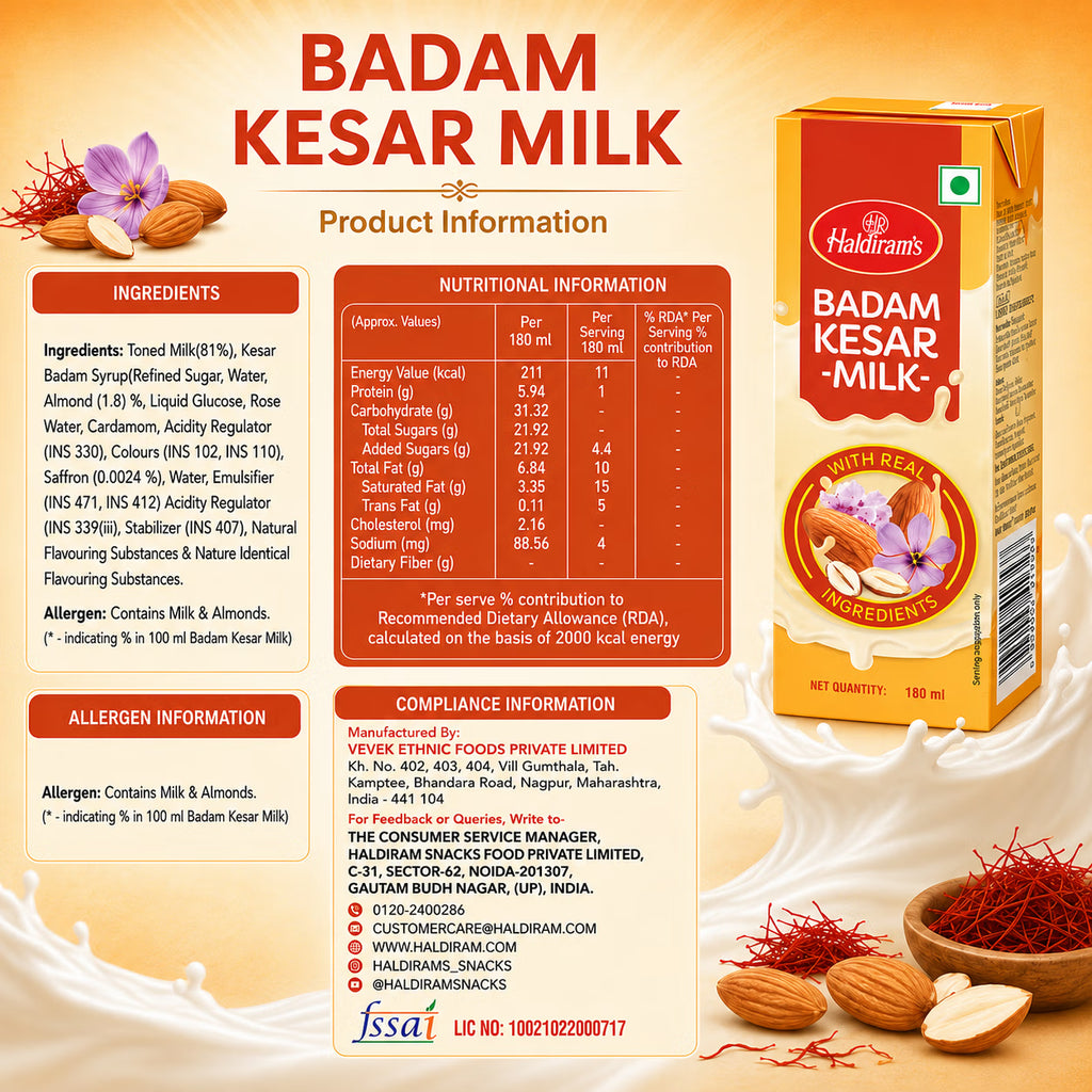 Kesar Badam Milk (180ml - Pack of 15)